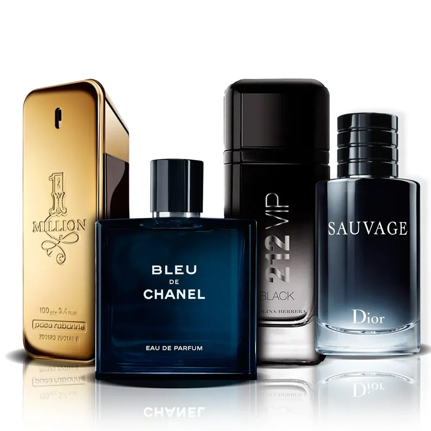 Sada 4 parfémů | One Million, Bleu de Chanel, 212 VIP Black i Sauvage (100 ml)