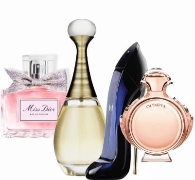 Sada 4 parfémů | Miss Dior + J'adore + Good Girl + Olympéa – 100 ml